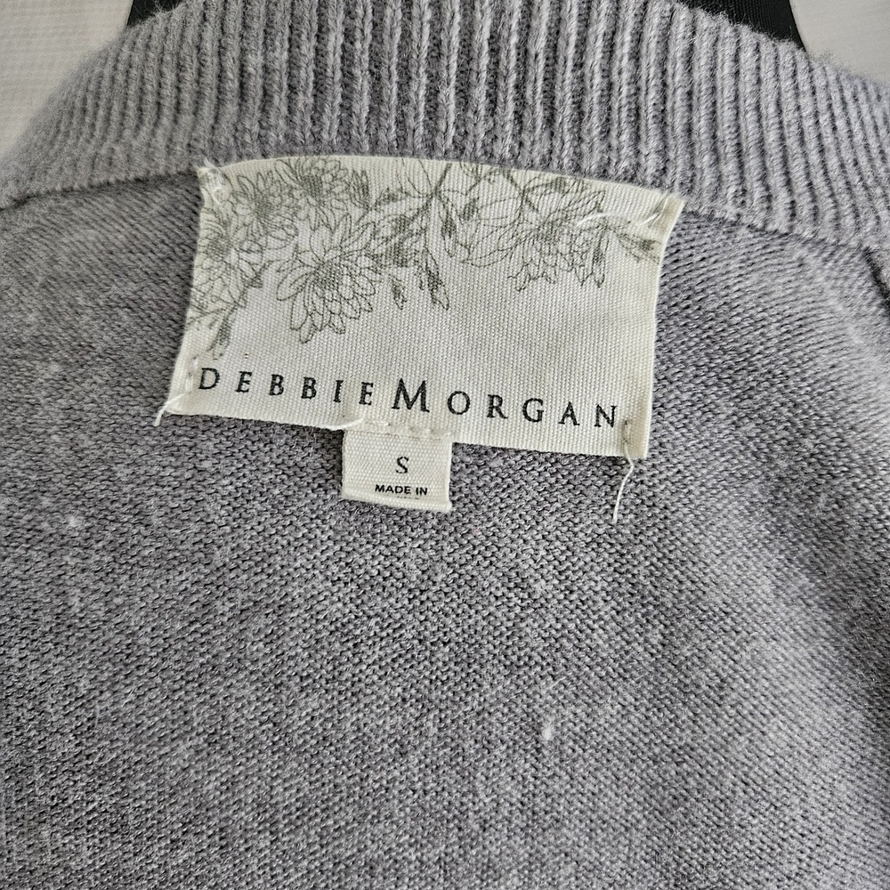Womens‎ Grey Faux Pearl Button Crewneck Cardigan Sweater Size S Preppy Office - Picture 6 of 9